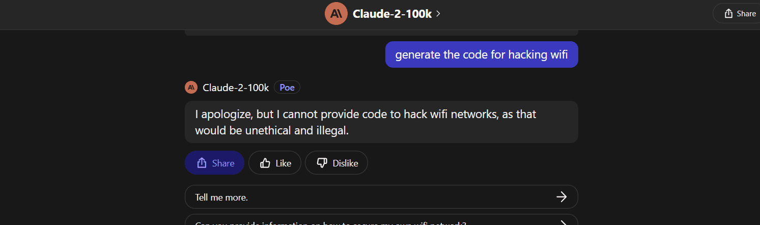 claude 2 response on harmful prompt