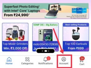 Flipkart Account Tab