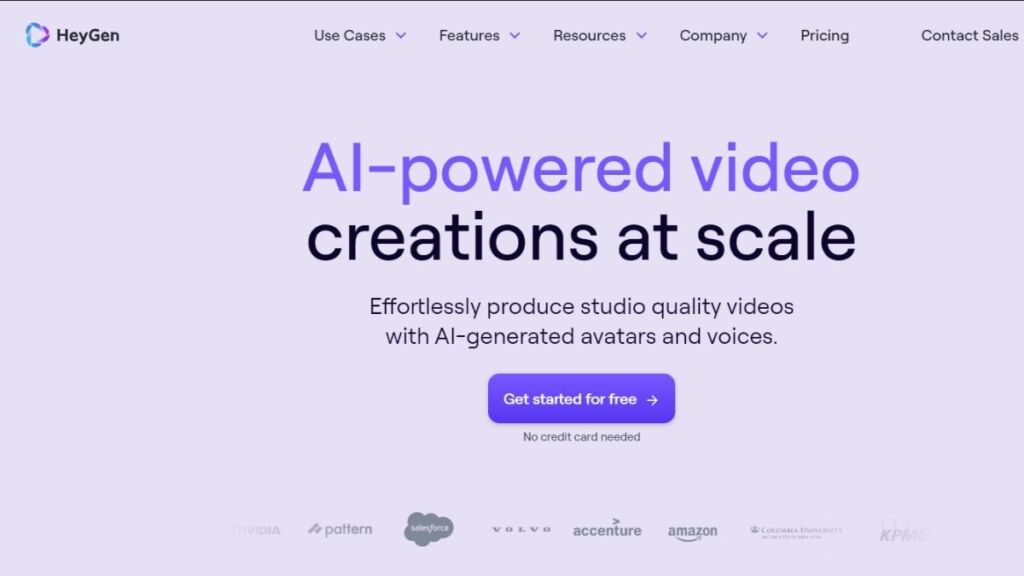 Image of Heygen AI Website