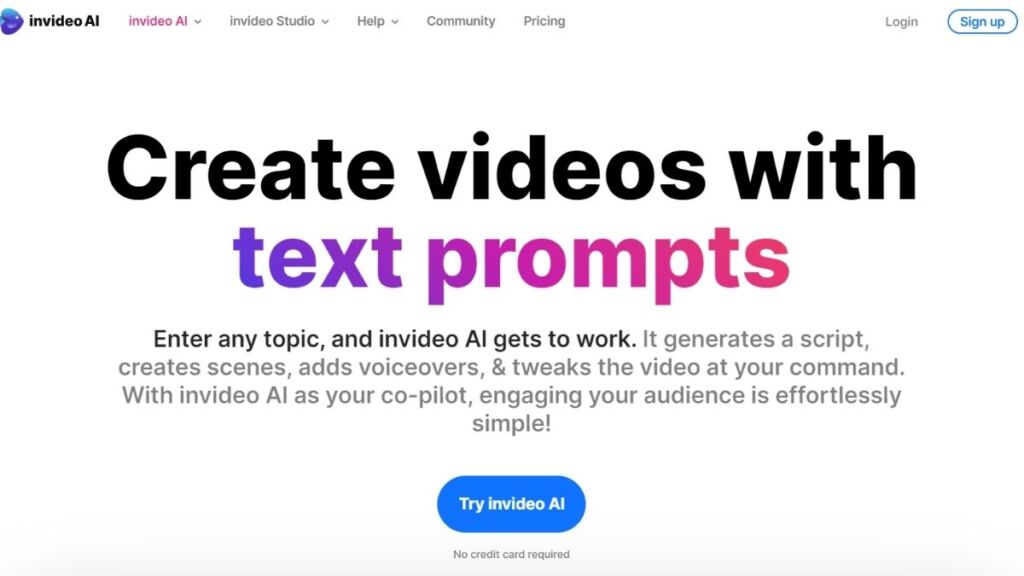 Image of Invideo AI Website