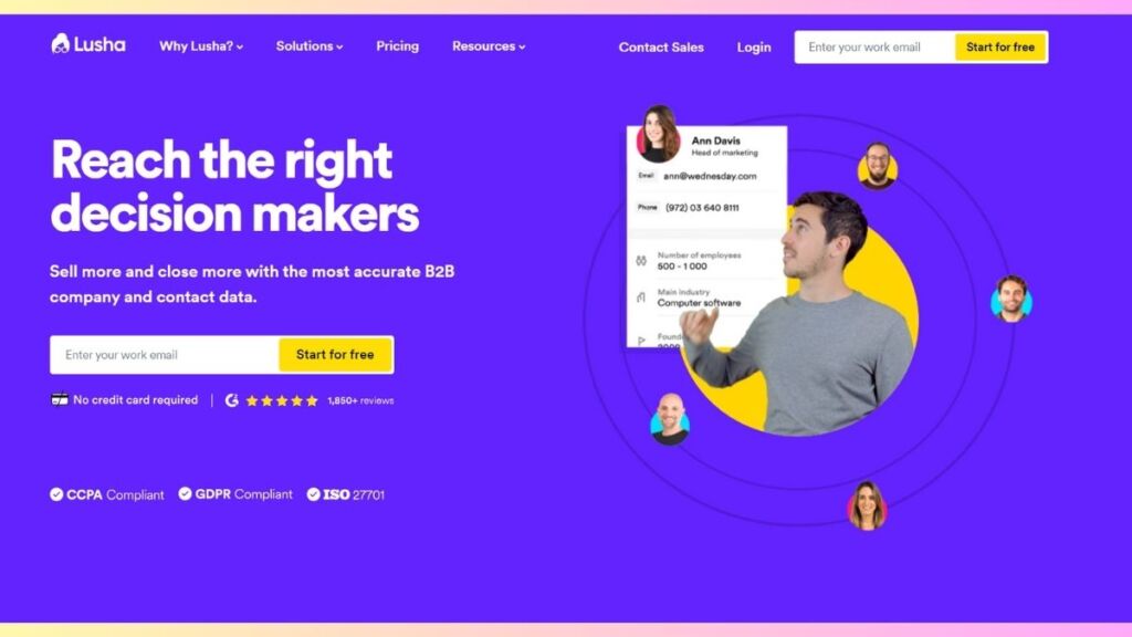 Image of Lusha Website