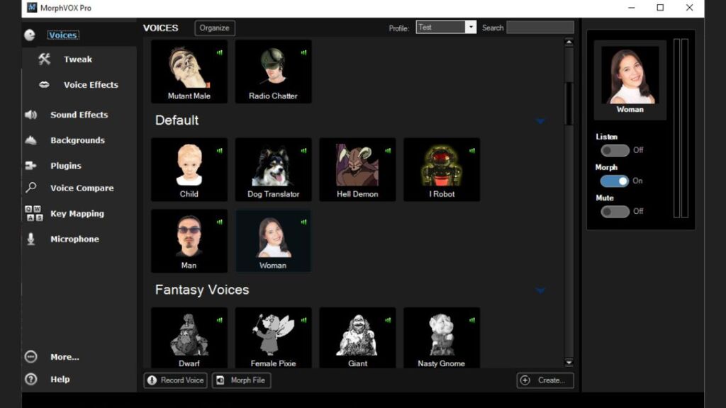 MorphVOX Pro Interface
