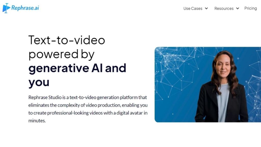 Image of Rephrase AI website