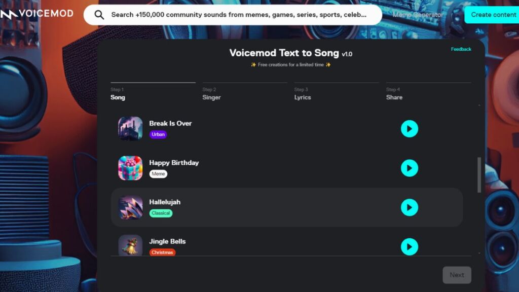 Voicemod AI song generator