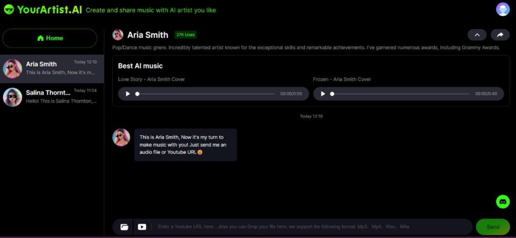 Yourartist.ai dashboard